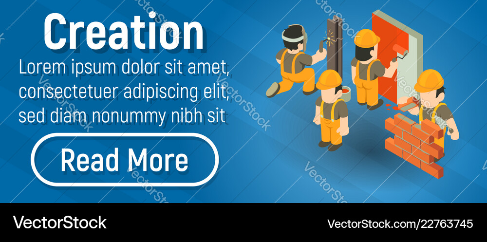 Creation Concept Banner Isometric Style Royalty Free Vector