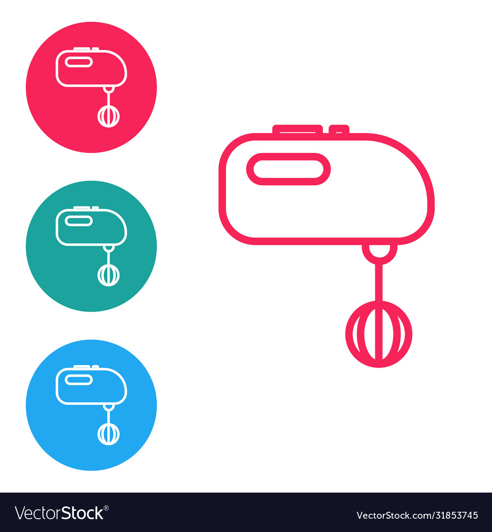 Red line electric mixer icon isolated on white Vector Image