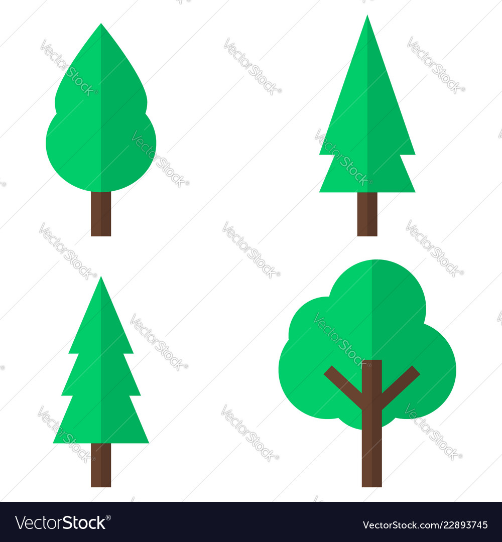 Set flat tree icon eps 8 Royalty Free Vector Image