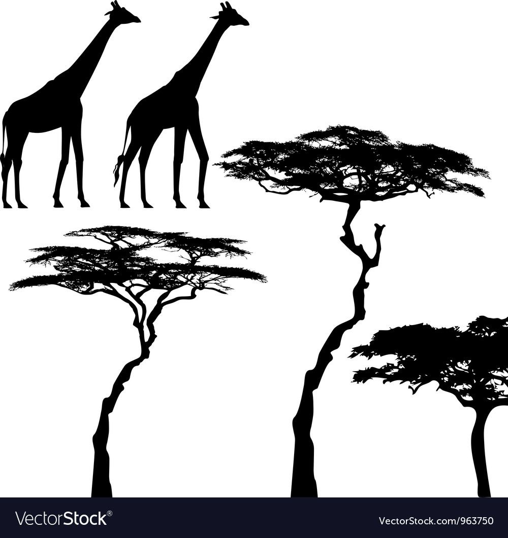 Download African animals giraffe silhouettes Royalty Free Vector