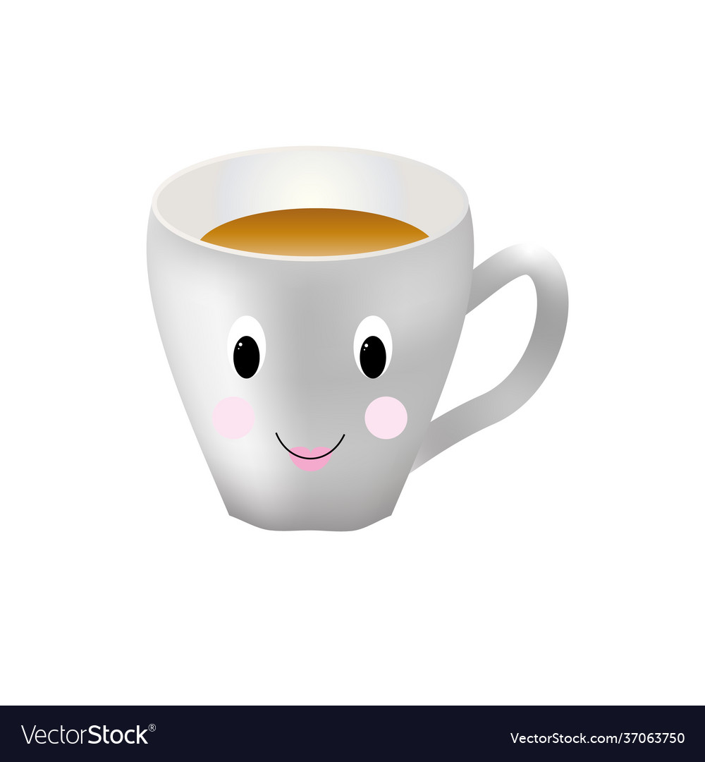 Animated cup tea with a face Royalty Free Vector Image Animated cup tea with a face Royalty Free Vector Image