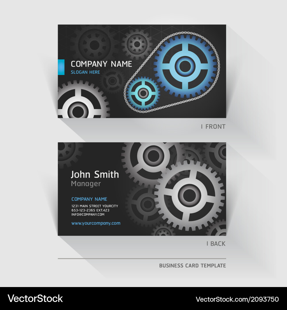 Business card abstract gear background Royalty Free Vector