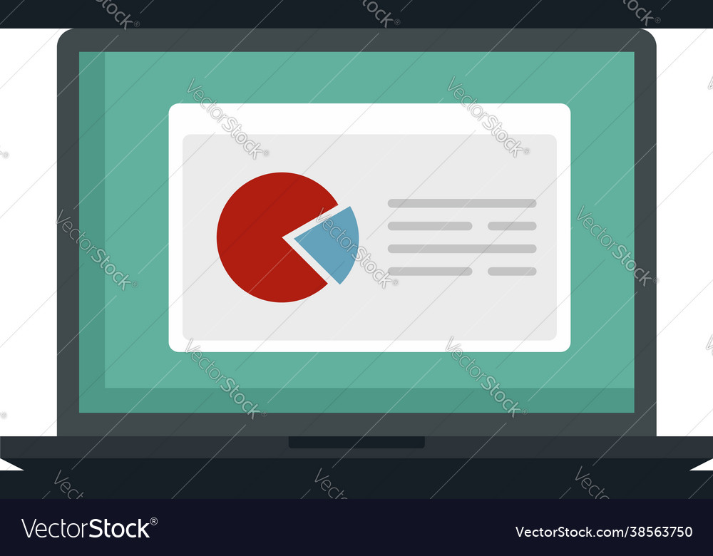 Business laptop icon flat isolated Royalty Free Vector Image