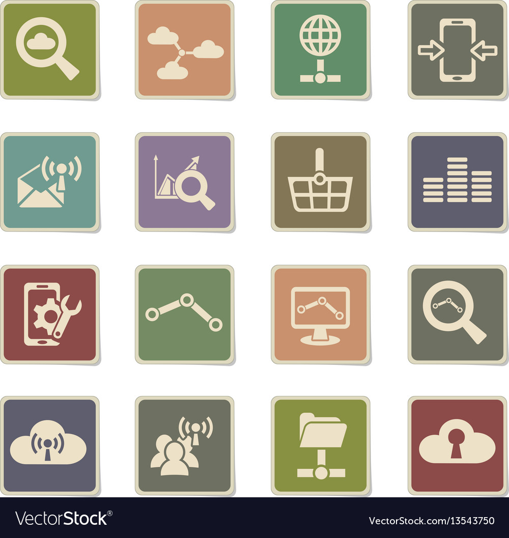 Data analytic and social network icon set Vector Image