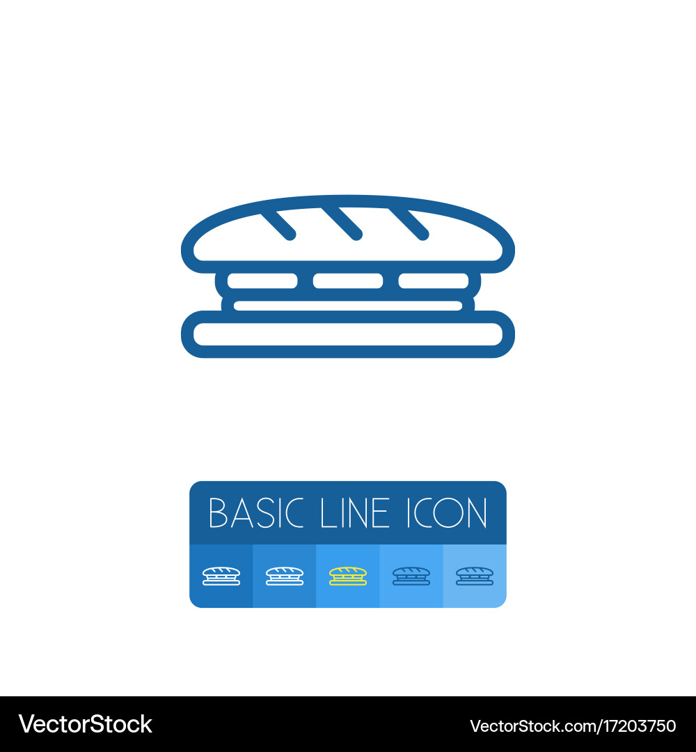 Isolated sandwich outline toast element Royalty Free Vector