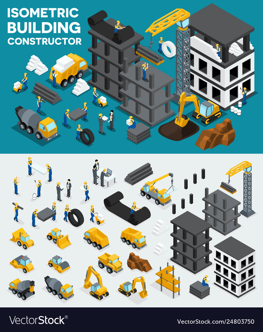 Isometric building create your own design Vector Image