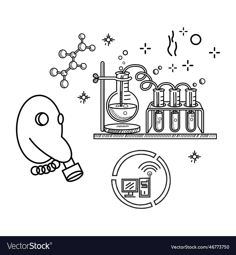 Large set of chemistry lab and diagrammatic Vector Image