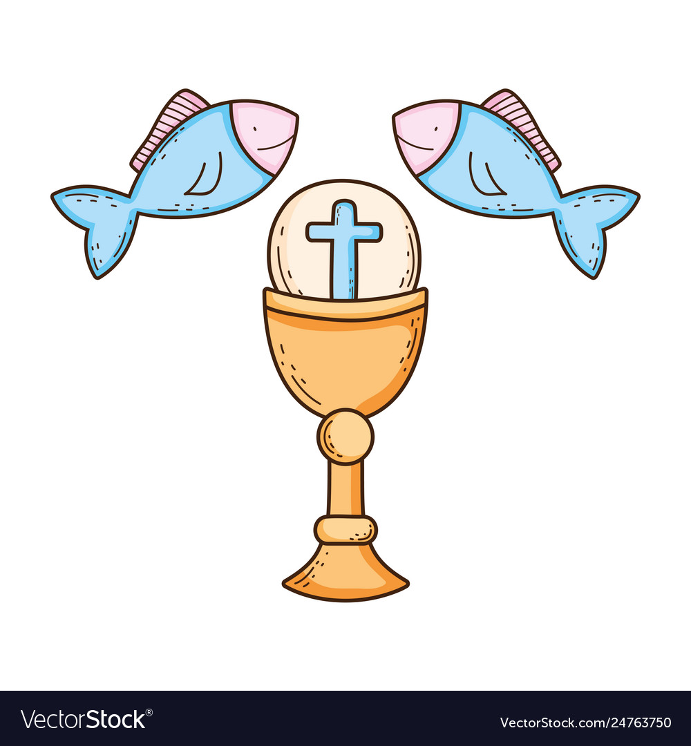 Sacred chalice with fishes Royalty Free Vector Image