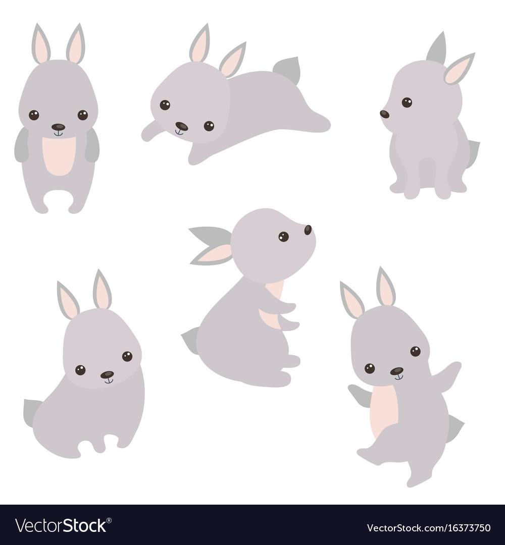 Set of cute hares