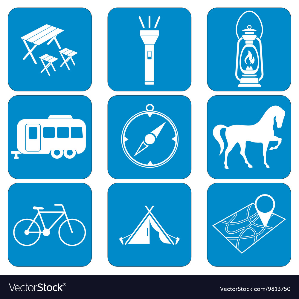 Satz von touristischen Ausrüstung Icons