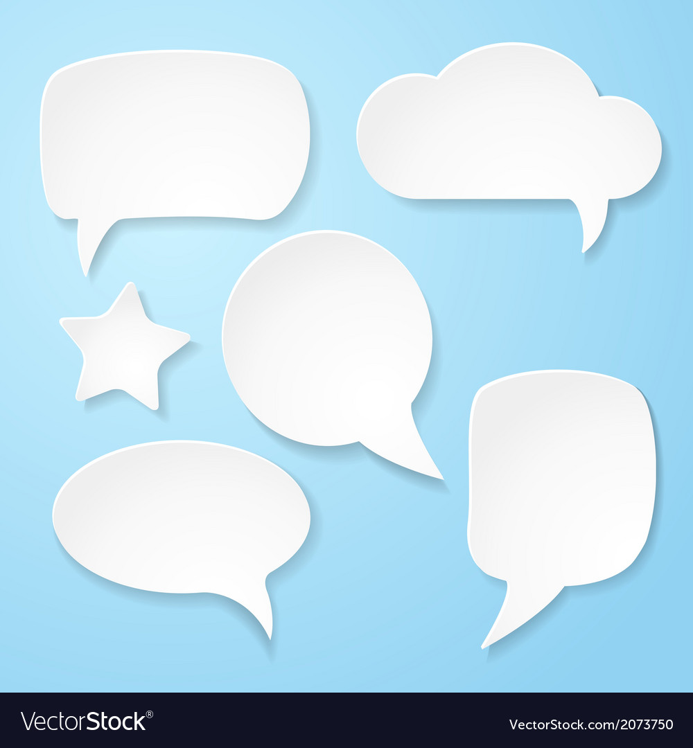 Set of white paper speech bubbles