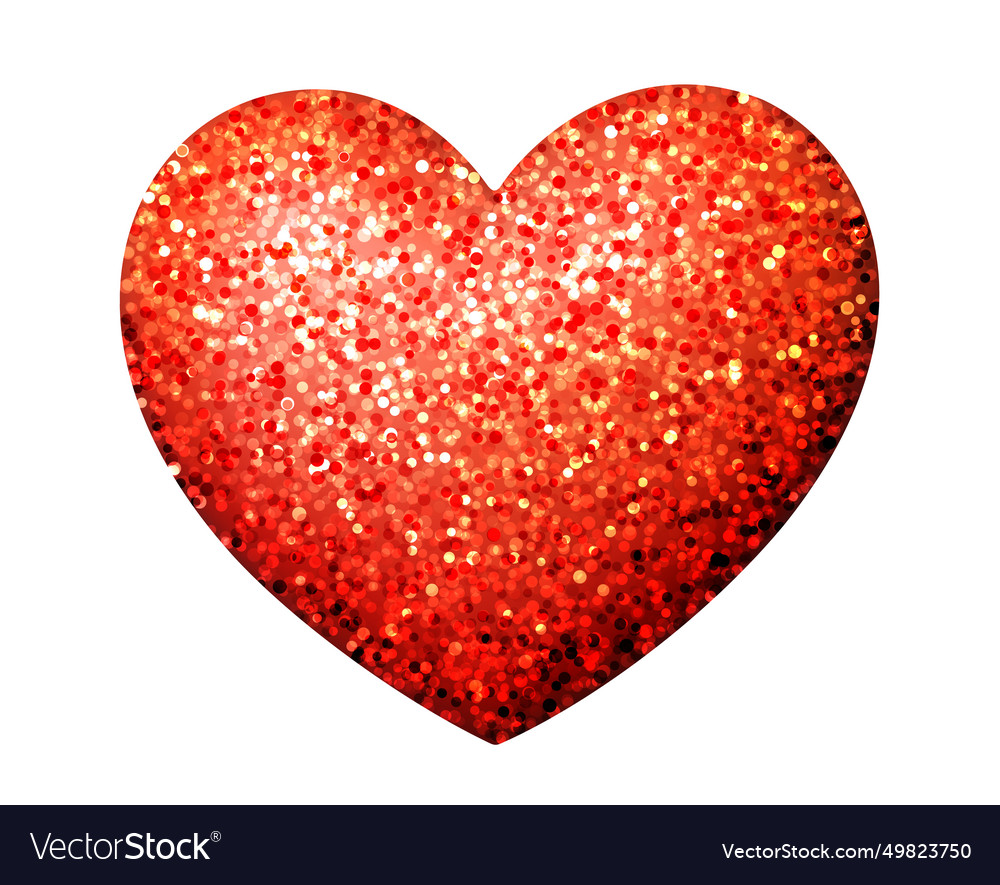 Single 3d red heart with glitters happy Royalty Free Vector