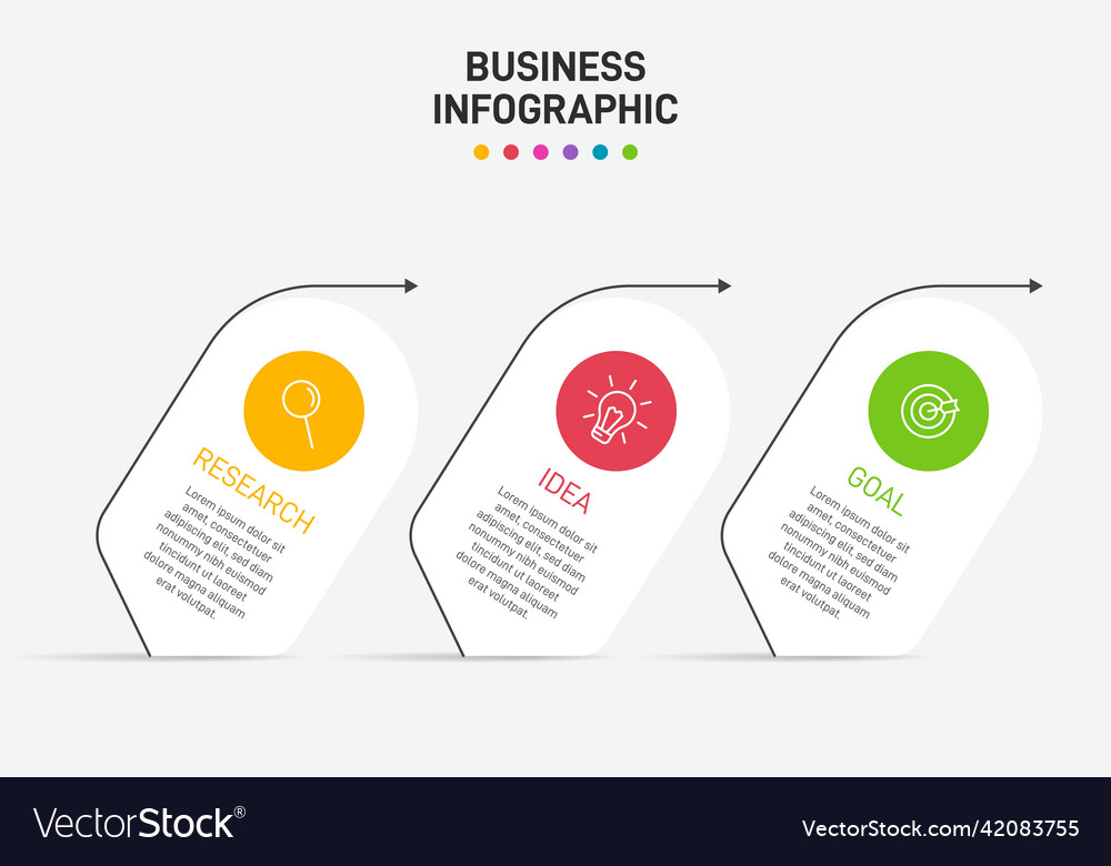 Concept of arrow business model with 3 successive Vector Image