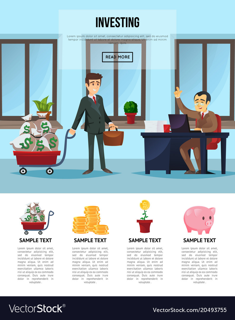 Finance Investment Banner With Businessmen Vector Image
