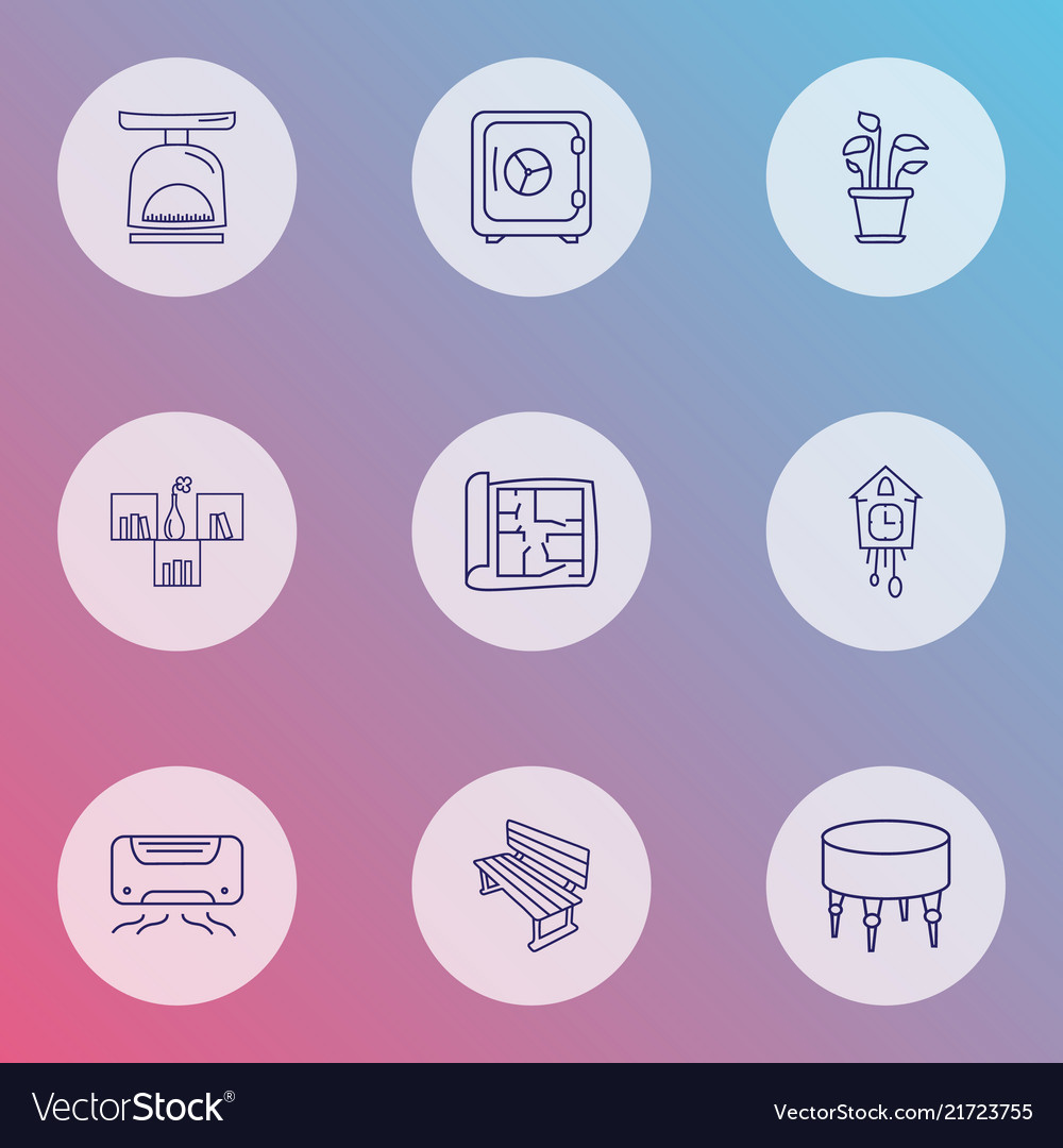 Furniture icons line style set with air