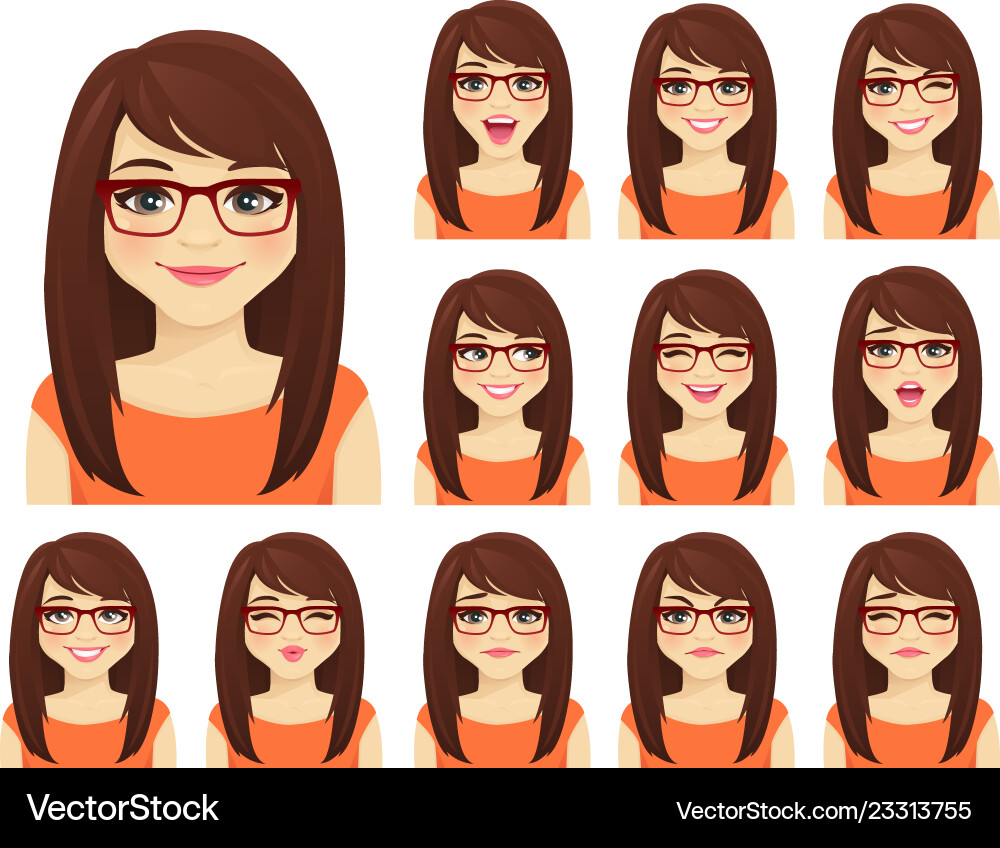 Girl expressions set Royalty Free Vector Image