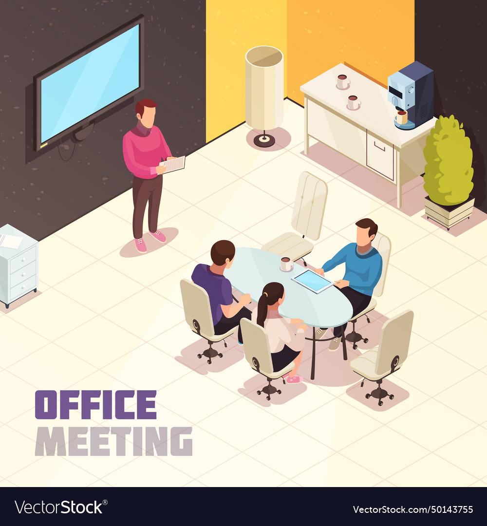 Office meeting isometric poster