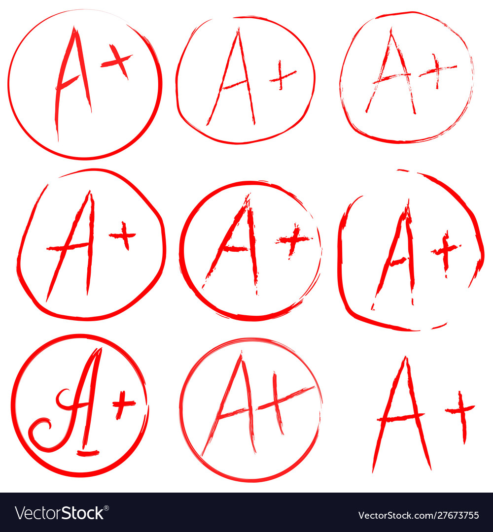 Set grades at school grade results in red Vector Image