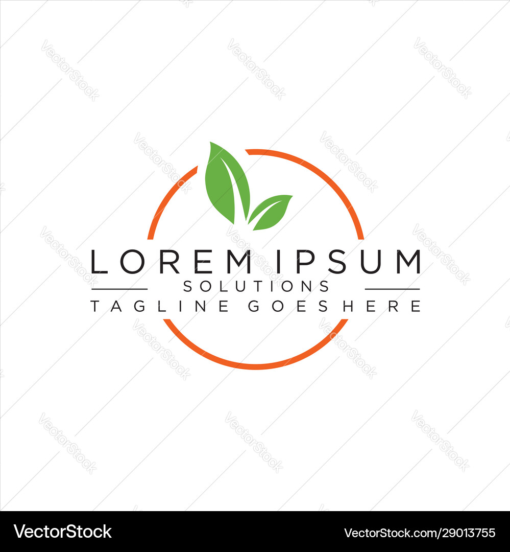 Simple circle creative green leaf logo Royalty Free Vector