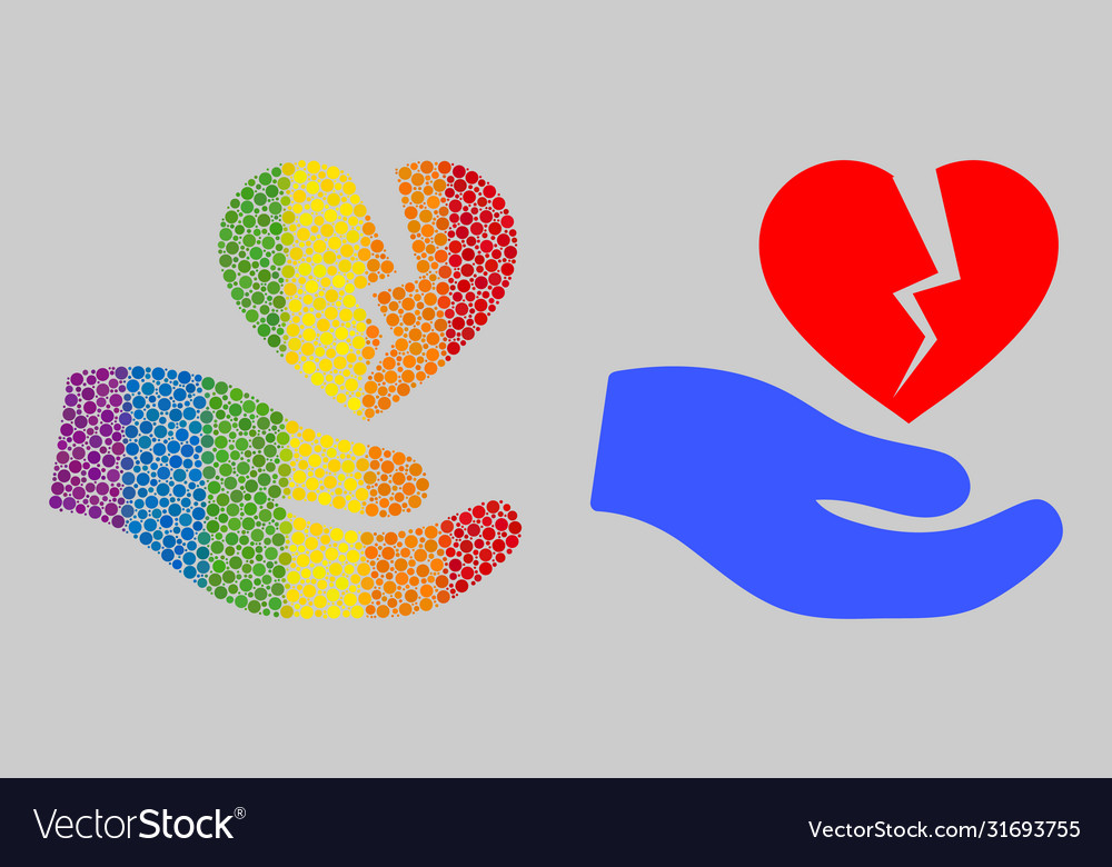 Spectrum broken heart offer hand mosaic icon