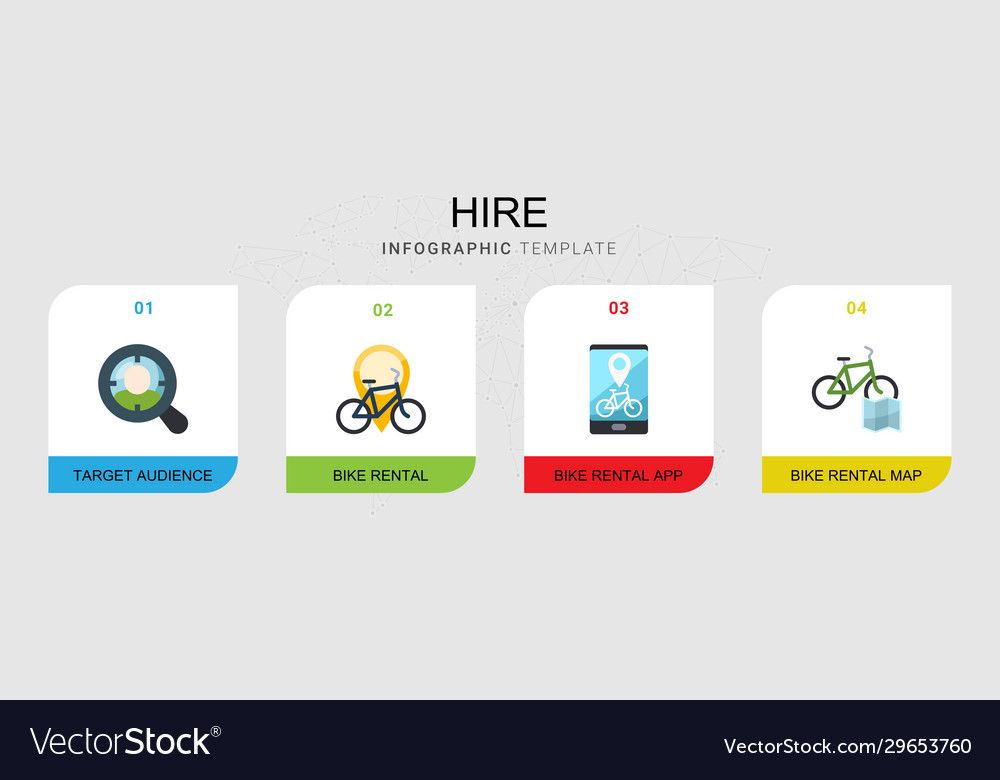 4 hire flat icons set isolated on infographic