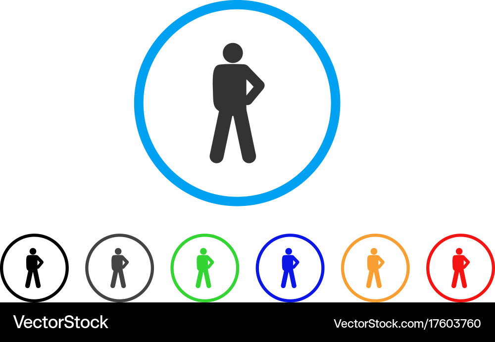 Audacity pose rounded icon Royalty Free Vector Image