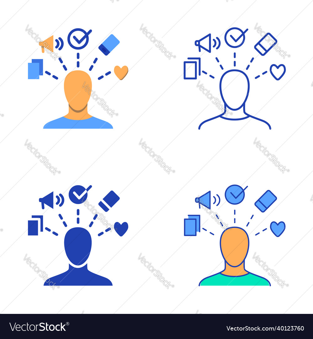 Distracted person icon set in flat and line style Vector Image