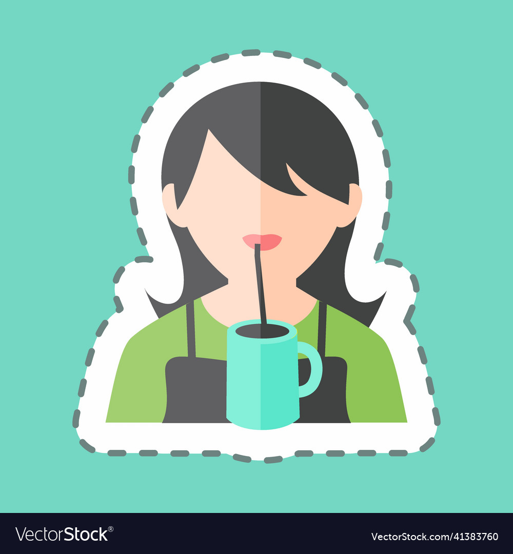 Drinking sticker in trendy line cut isolated