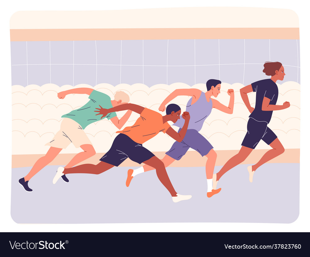 Group athletes running fast in training Royalty Free Vector