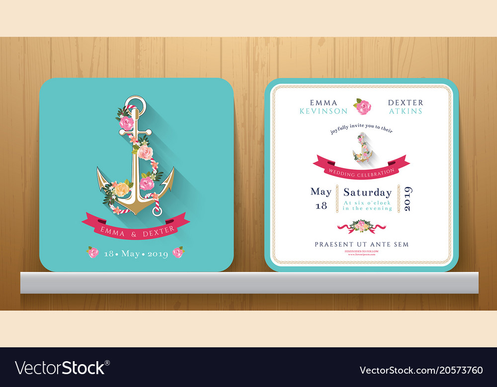 nautical wedding invitation card