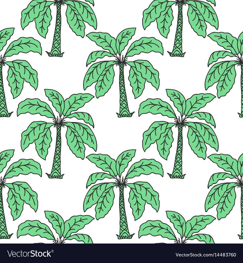 Seamless tropical jungle palm leaves pattern