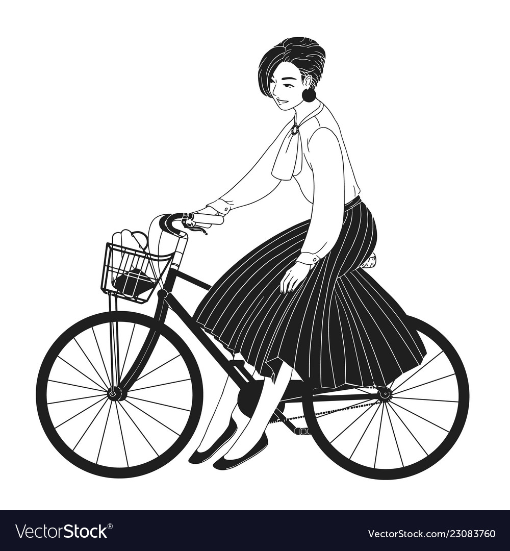 Young lady dressed in elegant clothes riding city