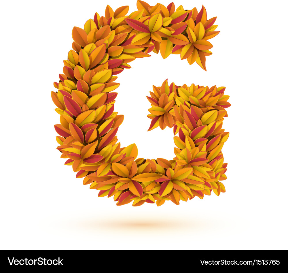 Autumn fall bright orange leaves letter Royalty Free Vector