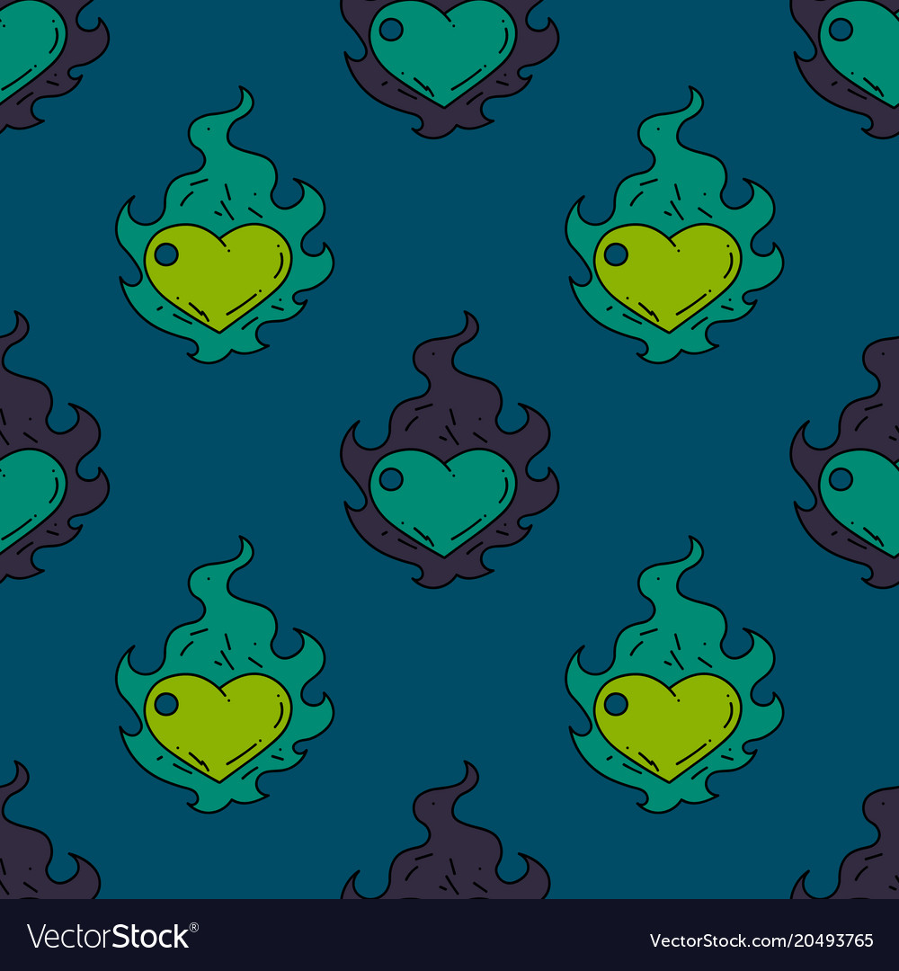 Burning heart seamless pattern