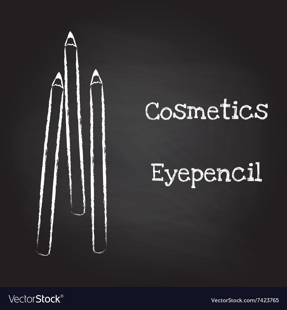 Eyepencil painted with chalk on blackboard