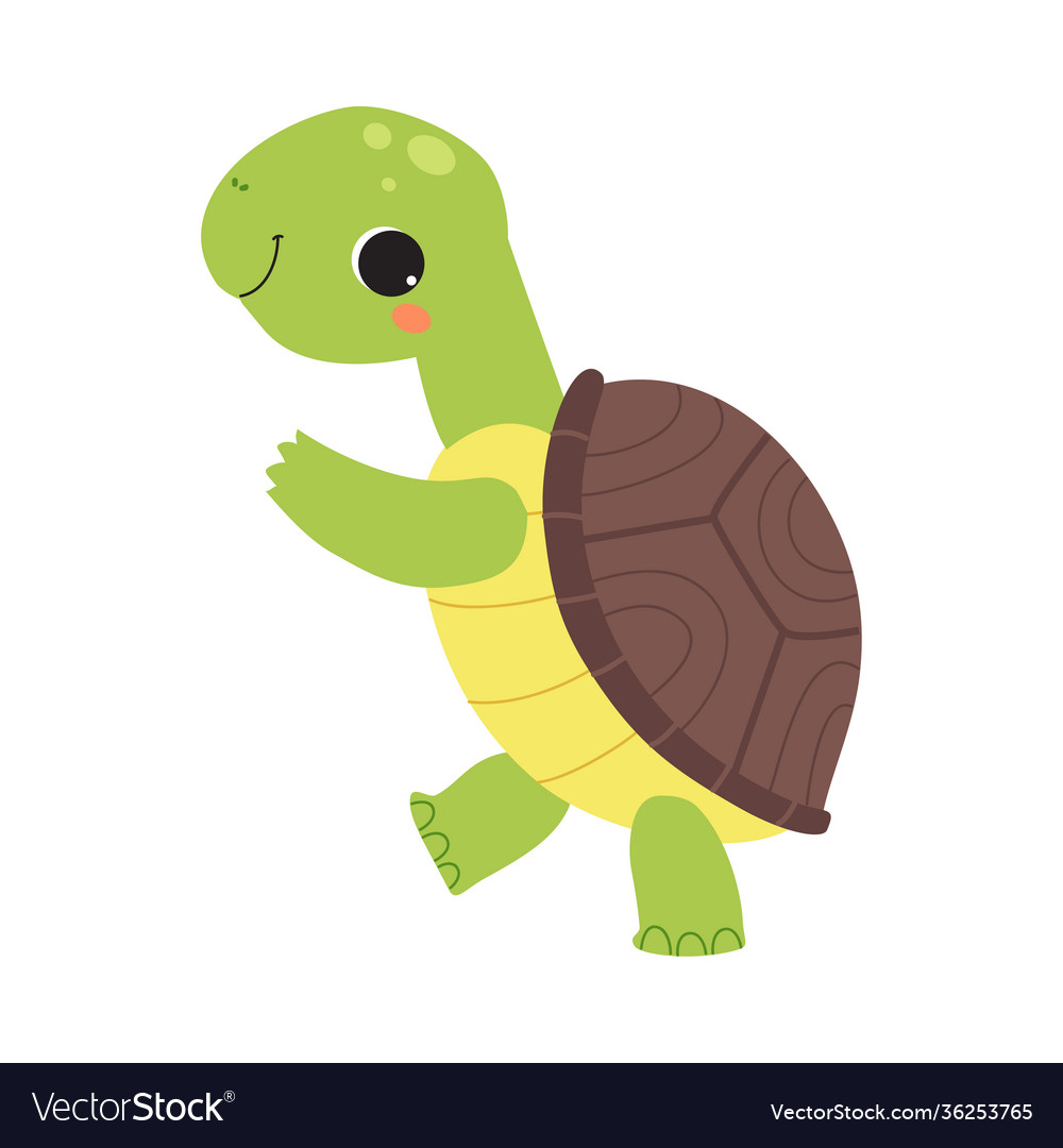 Happy green turtle walking and smiling Royalty Free Vector