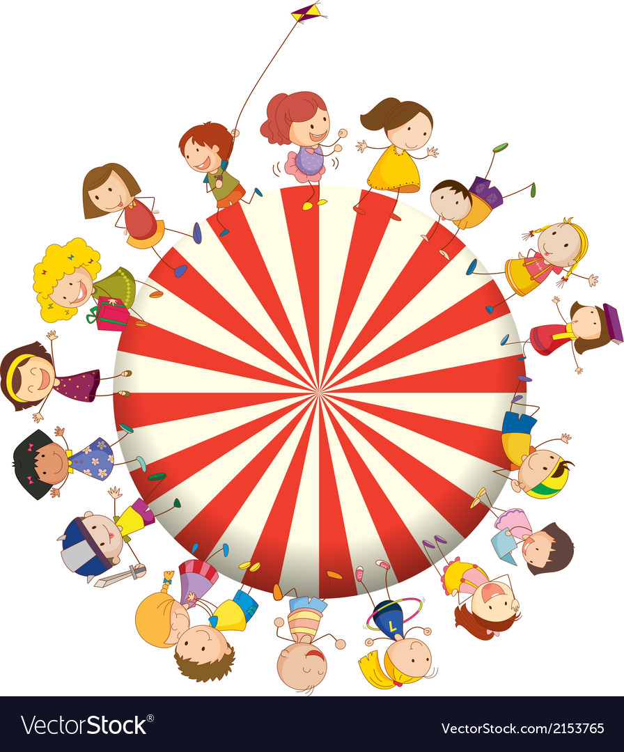 Kids forming a big circle Royalty Free Vector Image