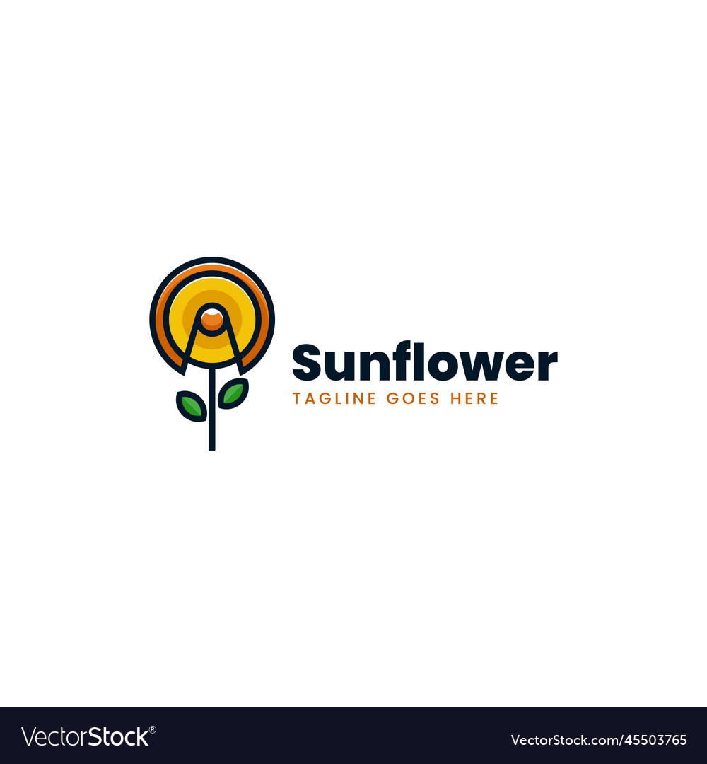 Logo sunflower simple mascot style Royalty Free Vector Image