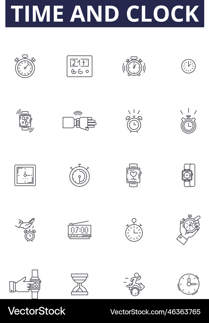 Time and clock line icons signs Royalty Free Vector Image