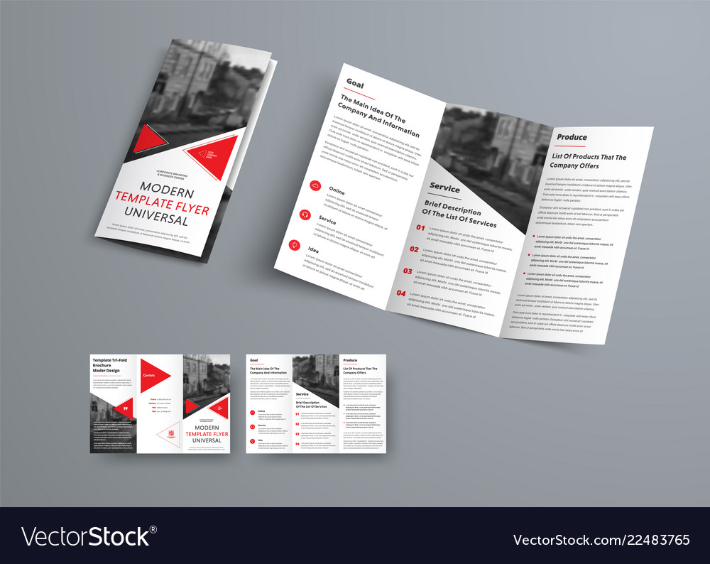 Tri-fold brochure template in modern style Vector Image Inside Three Fold Card Template