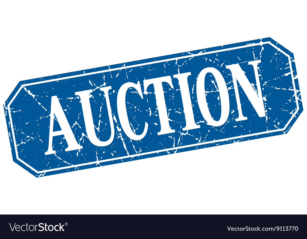 Auction blue square vintage grunge isolated sign Vector Image