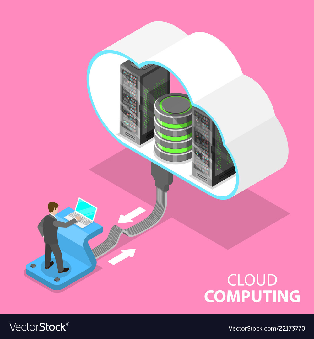 Cloud computing technology isometric flat Vector Image