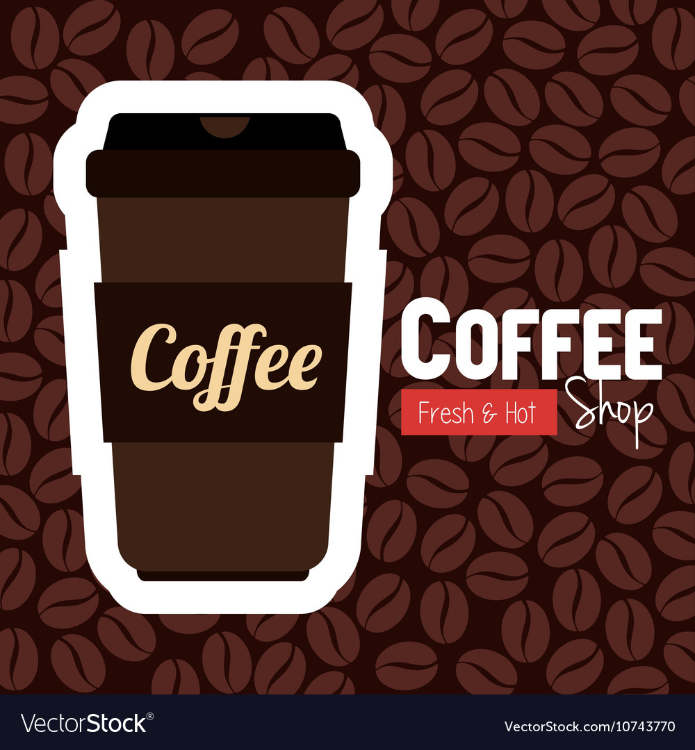 Cup plastic coffee with bean background graphic