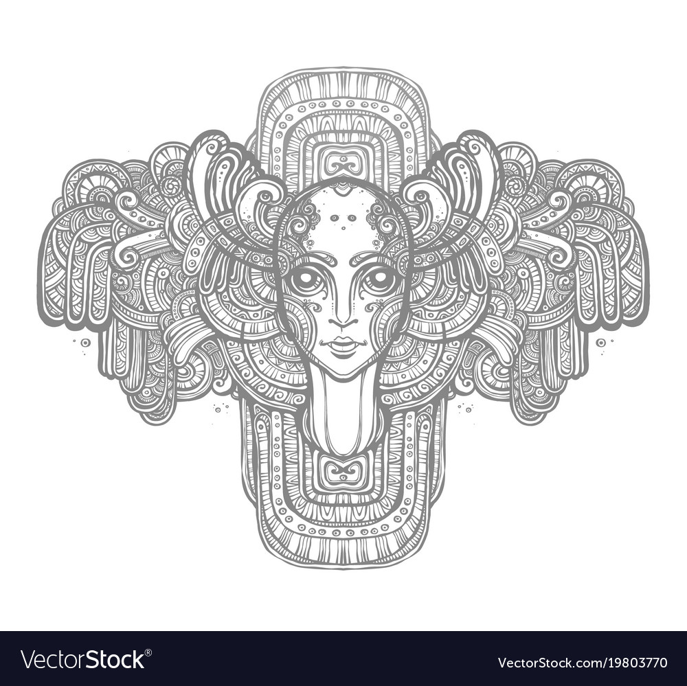 Face of a girl with complex hairstyle Royalty Free Vector