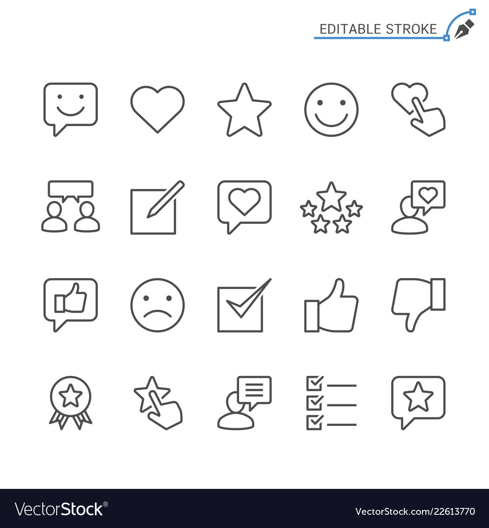 Feedback and review line icons editable stroke vector image Feedback and review line icons editable stroke