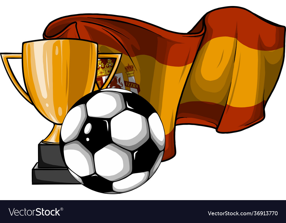 Football ball with cup and spain flag Royalty Free Vector