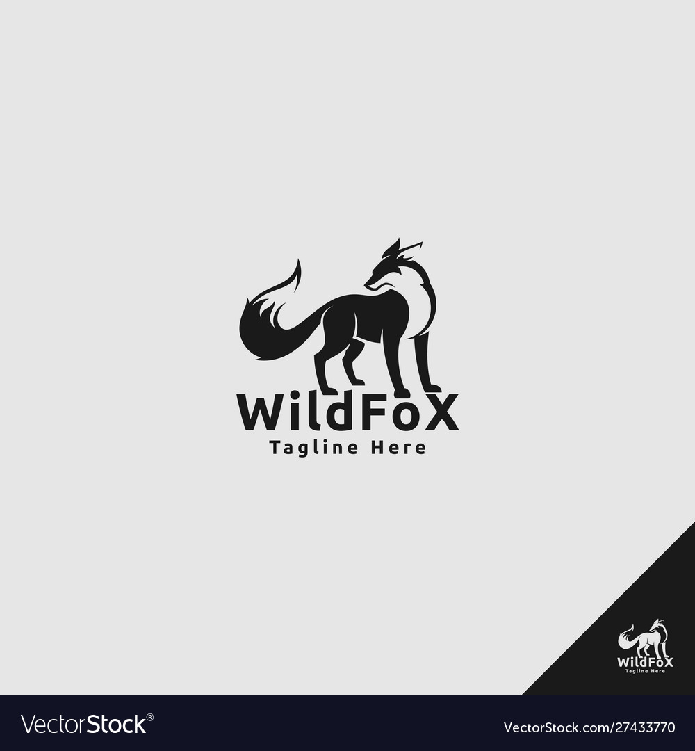 Fox logo with silhouette style use wild animal Vector Image