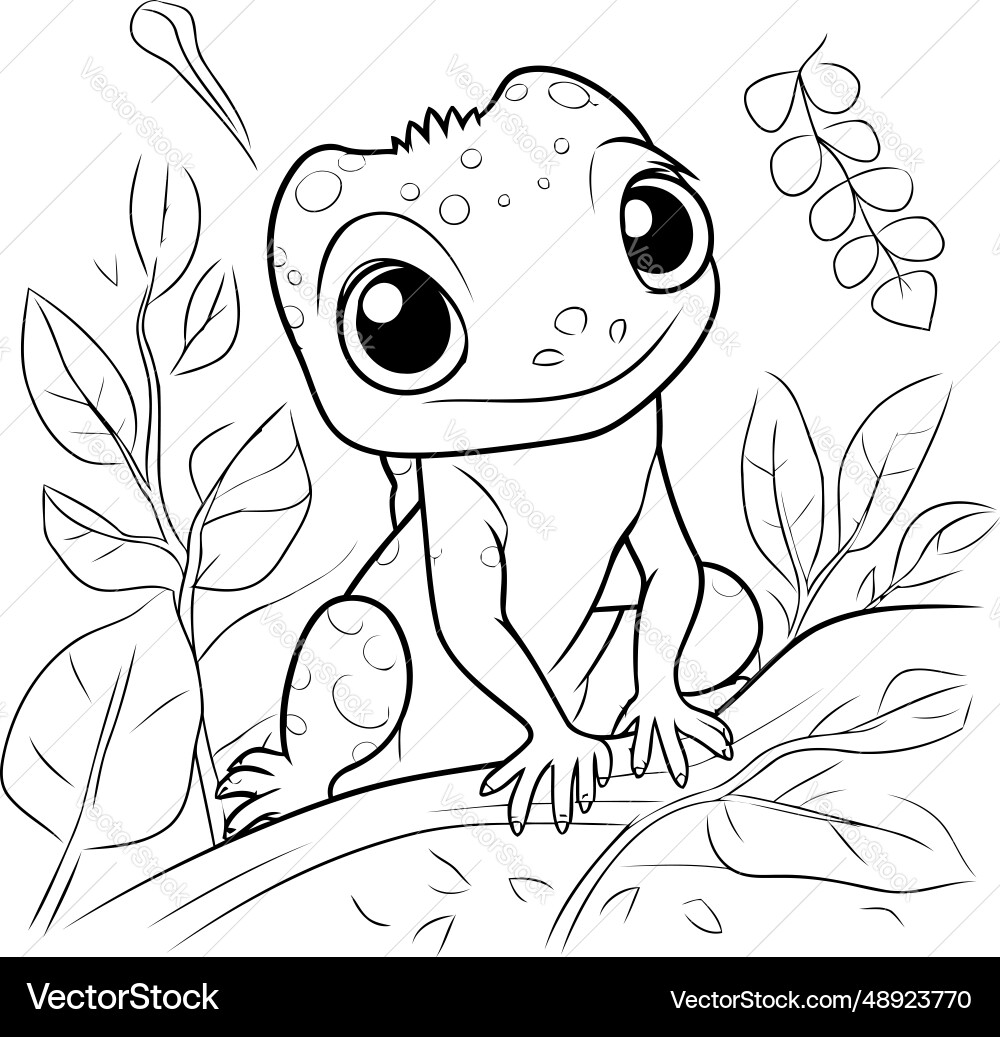 Frog coloring page cute cartoon sitting Royalty Free Vector