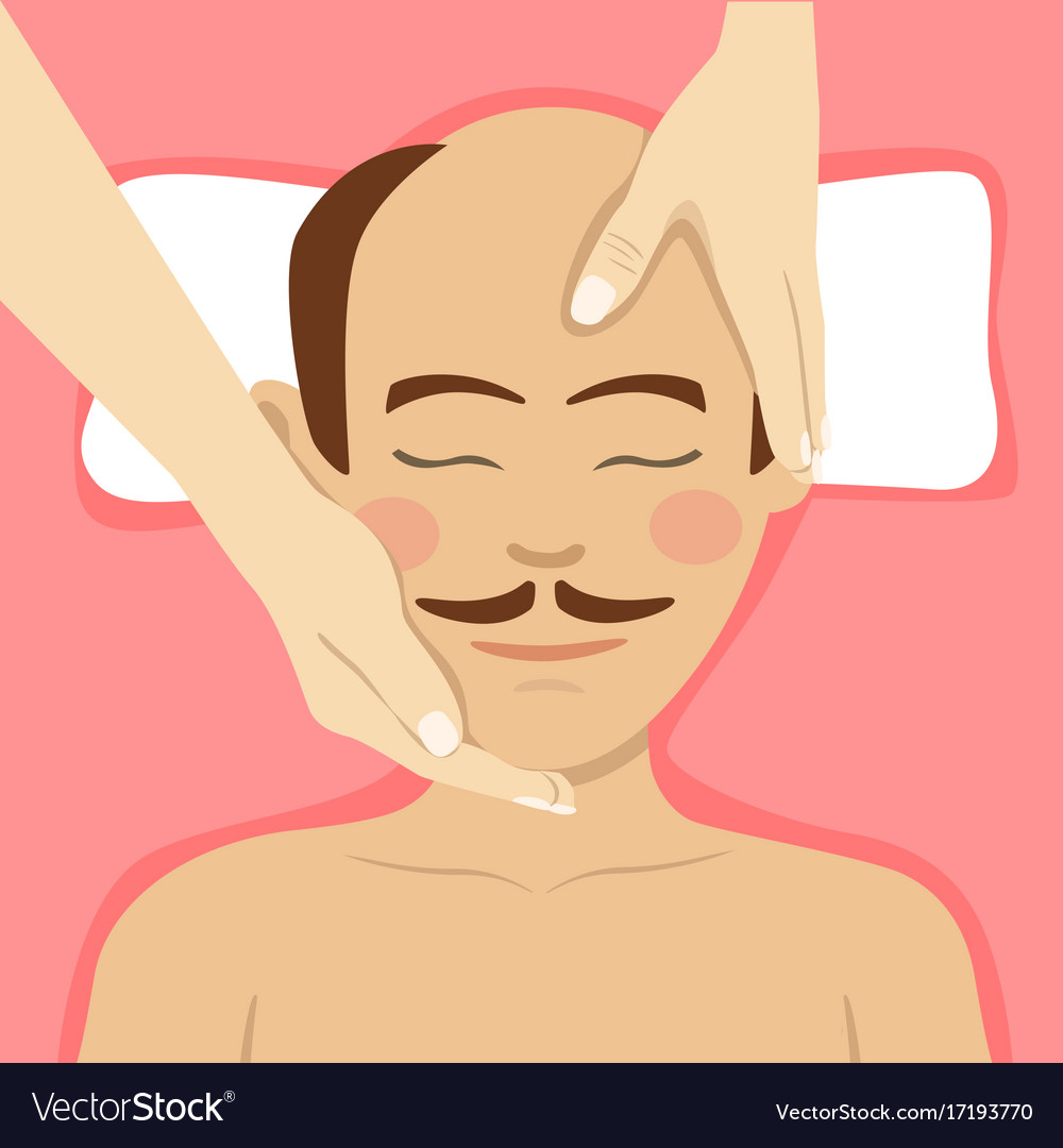 Man having head massage in spa top view Royalty Free Vector