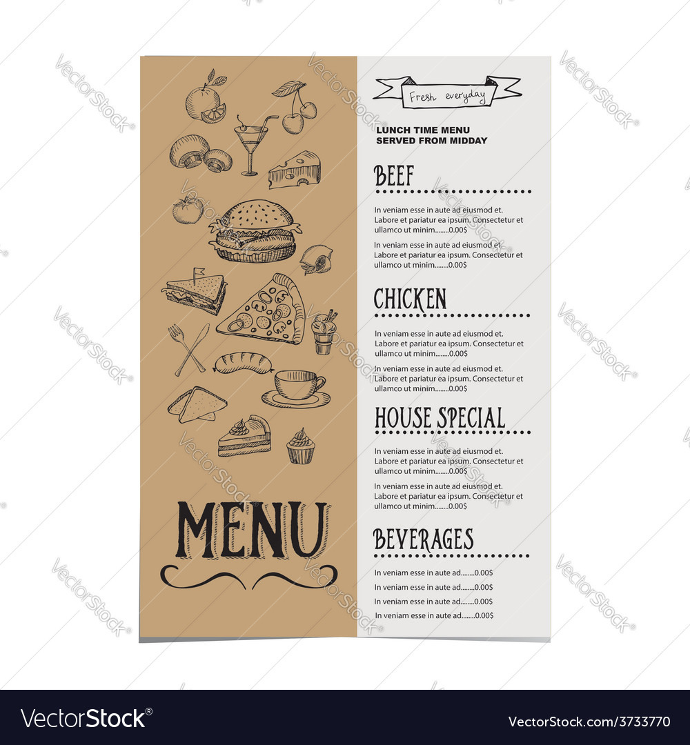 Restaurant Cafe Menu Template Design Royalty Free Vector